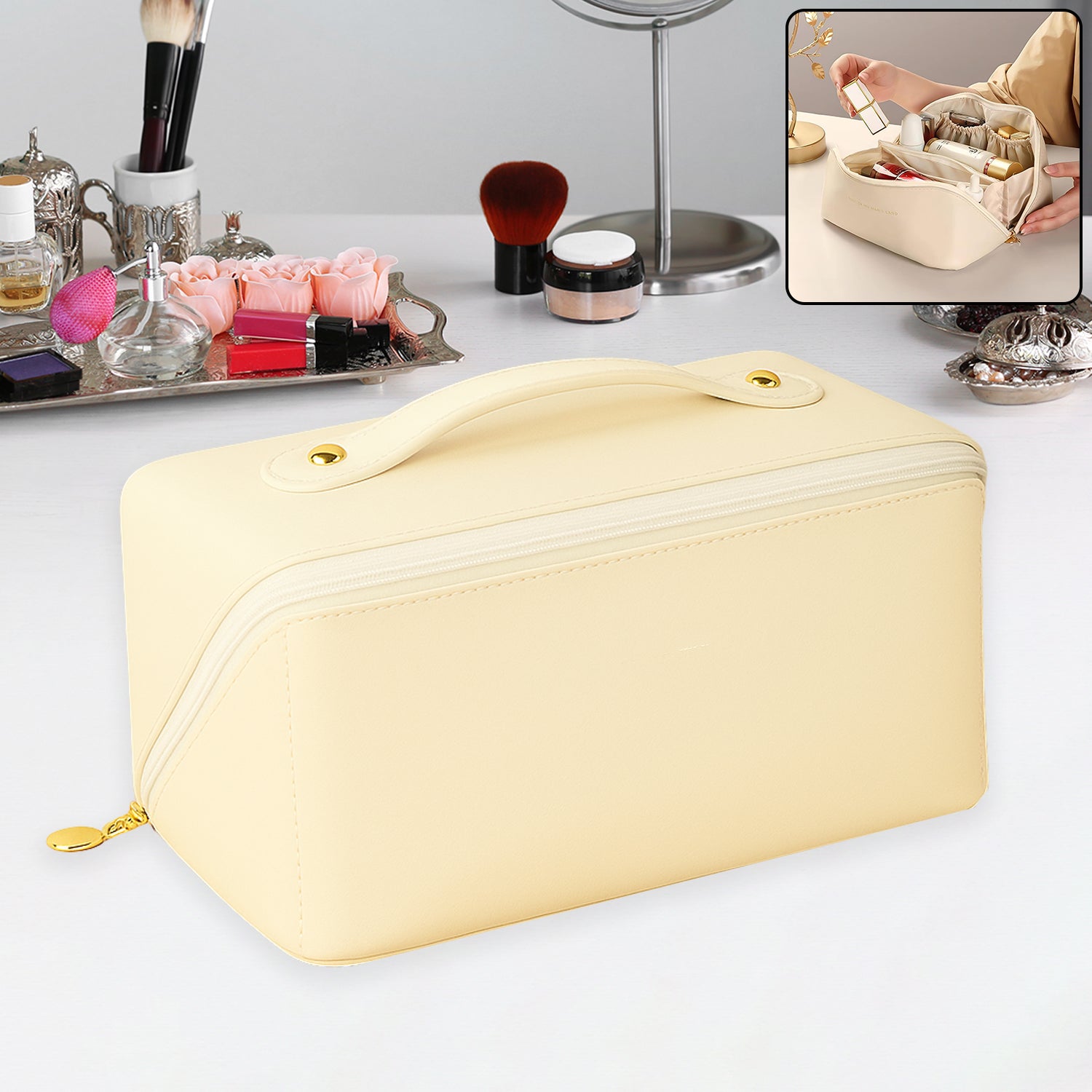  Travel Makeup Organizer – Waterproof Compact Cosmetic Pouch - Detail 1