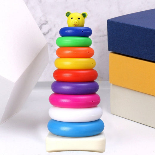 ALVENZA 9-Piece Teddy Bear Stacking Rings Toy | Jumbo Rainbow Stack-Up Educational Toy for Babies & Toddlers