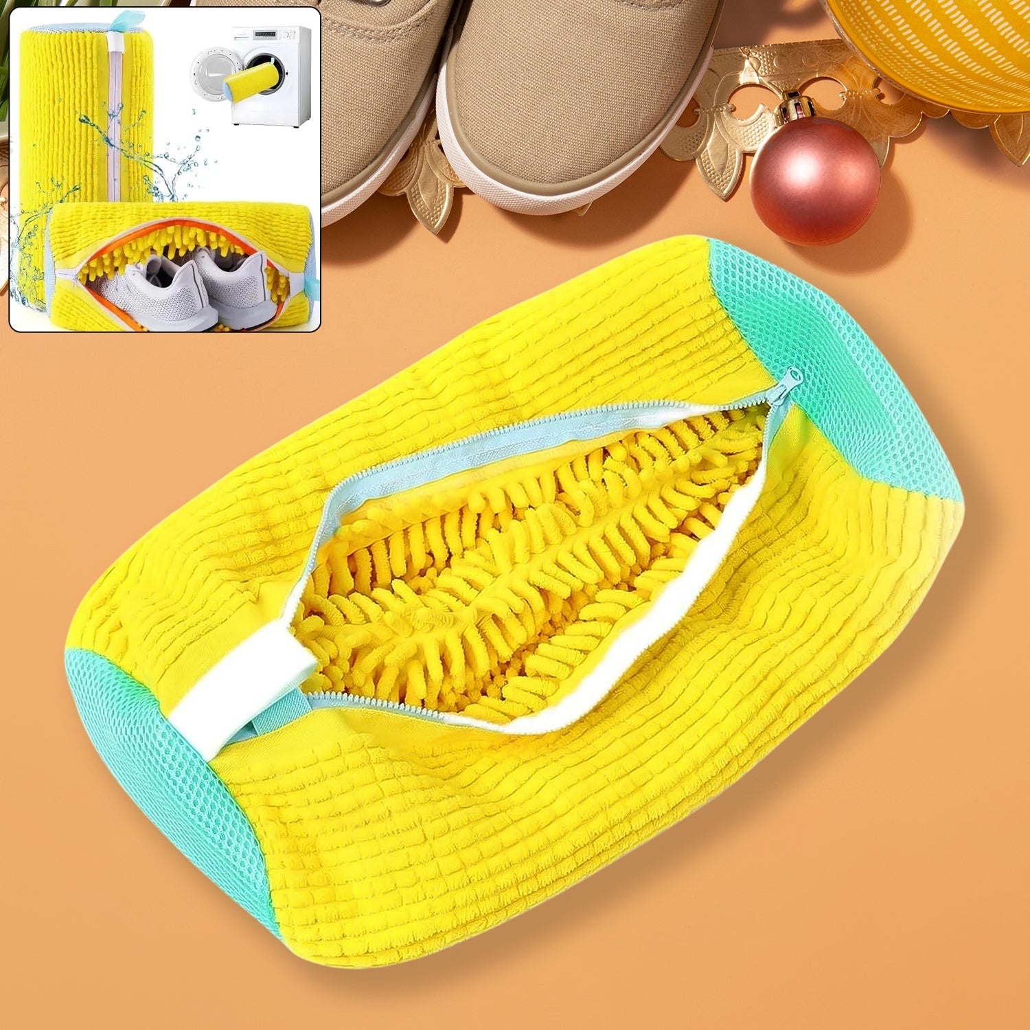  Shoe Washing Machine Bag – Microfiber Chenille Lining with Zipper - Detail 1