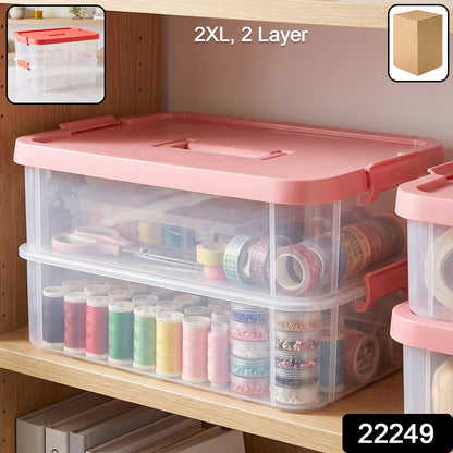  Plastic Transparent Storage Box with Lid 2XL 2 Layer Stackable Organizer (1 Pc) - Detail 2