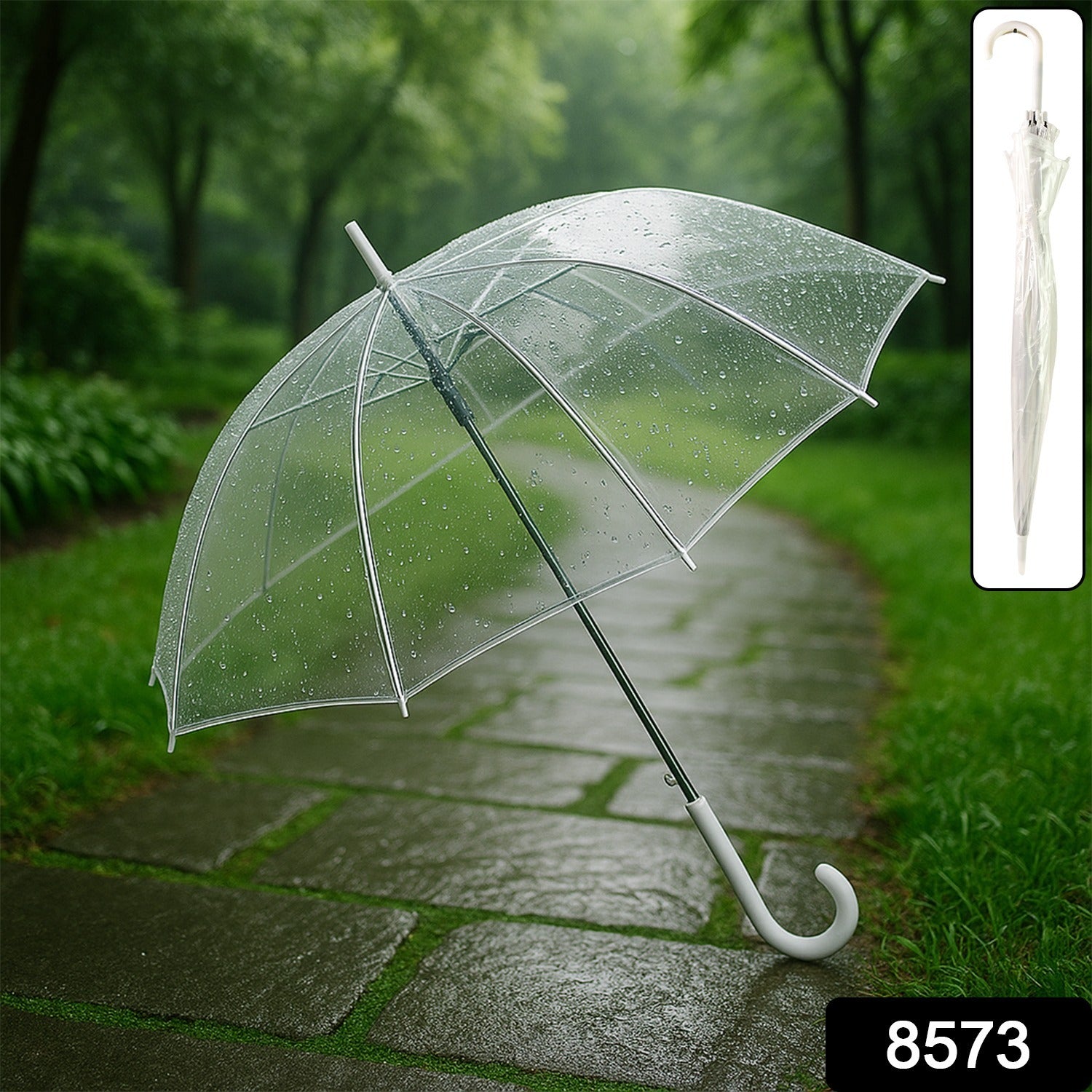  Transparent Dome Umbrella – Windproof with Comfortable Curved Handle - Detail 2