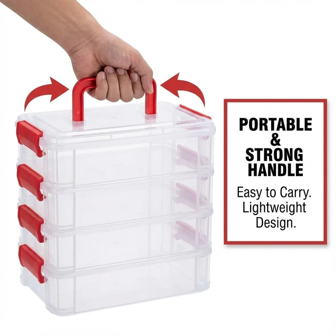  Plastic Storage Box – 4-Layer Transparent Organizer with Handle - Detail 2