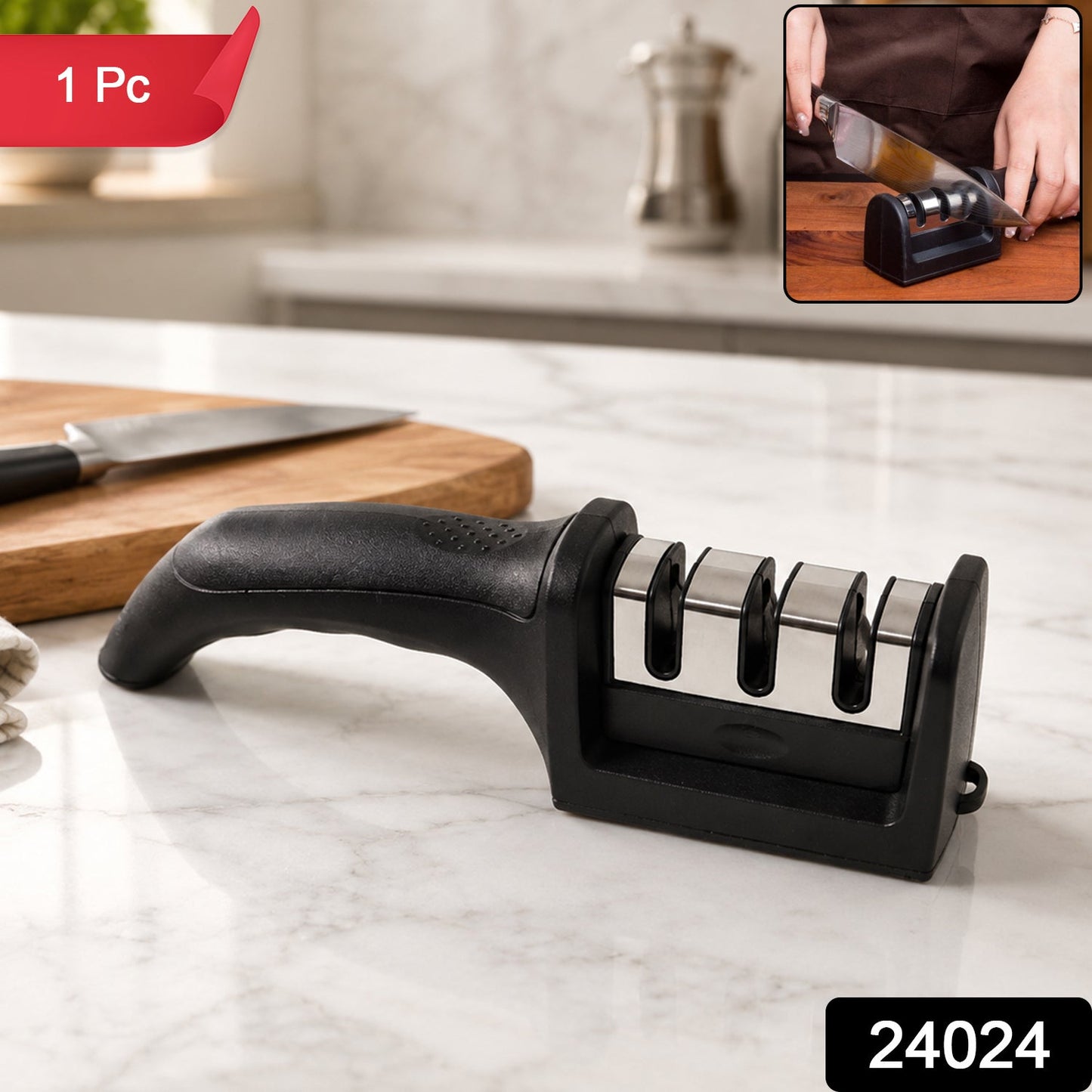  3 Stage Manual Knife Sharpener Tool for Steel and Ceramic Knives Ki... - Detail 2
