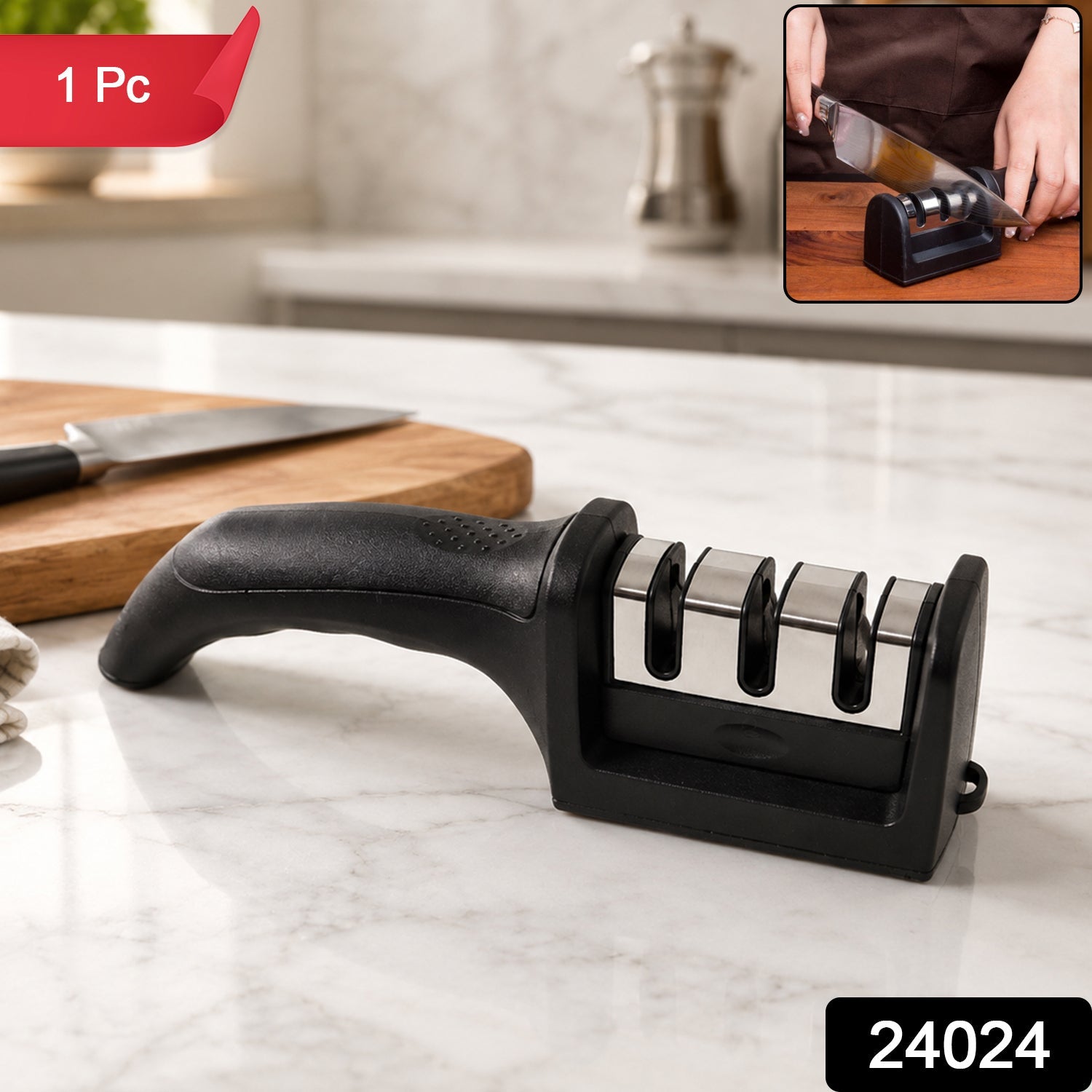  3 Stage Manual Knife Sharpener Tool for Steel and Ceramic Knives Ki... - Detail 2