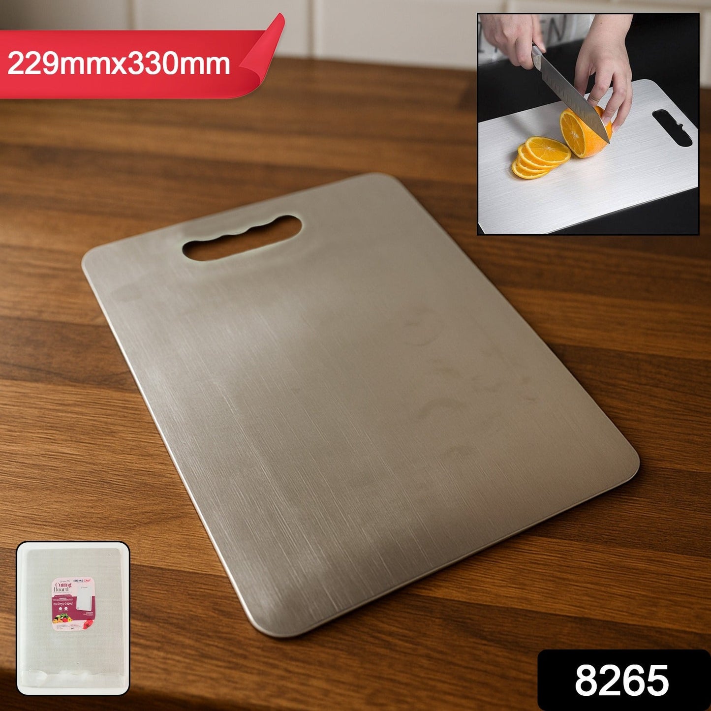  Stainless Steel Cutting Board – Rustproof with Handle 229x330mm - Detail 2