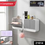  Bathroom Storage Organizer – Wall Mounted 4-Compartment Soap Holder - Detail 2