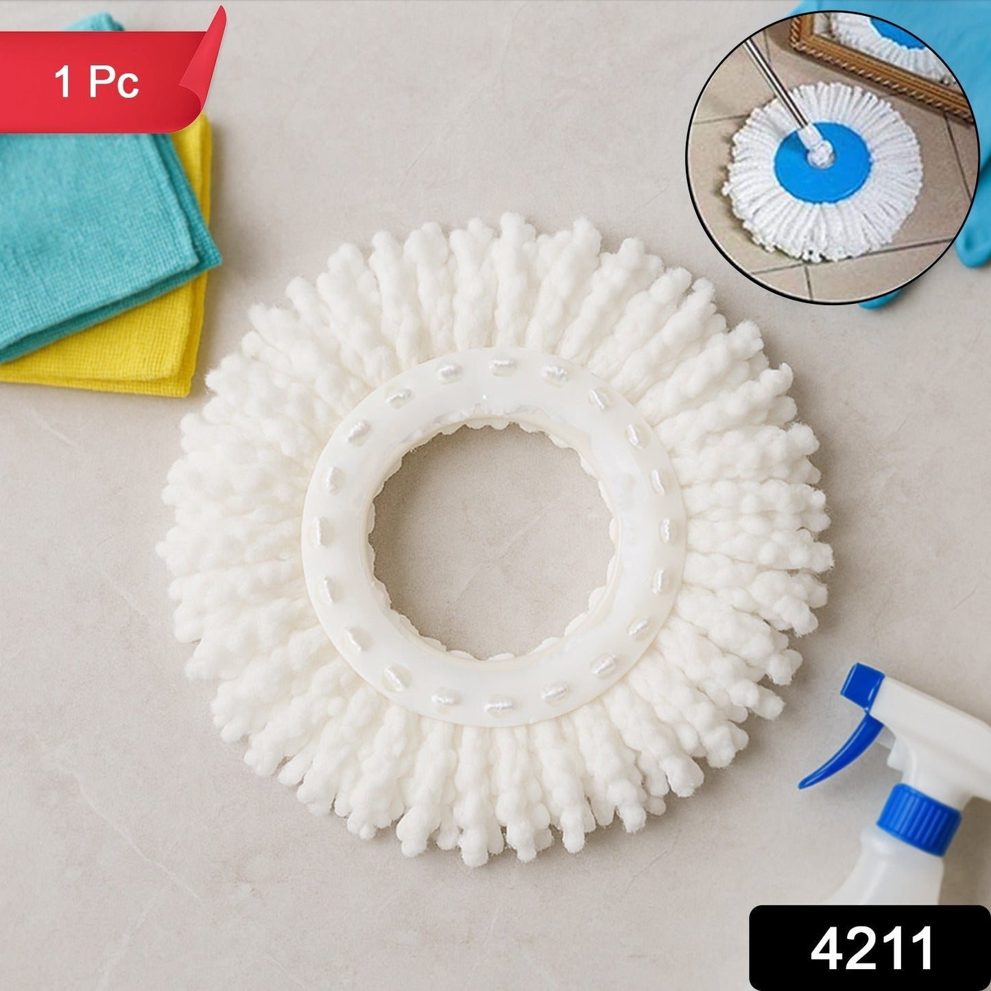  Microfiber Spin Mop Refill Head – Durable 360° Rotating Cleaning - Detail 2