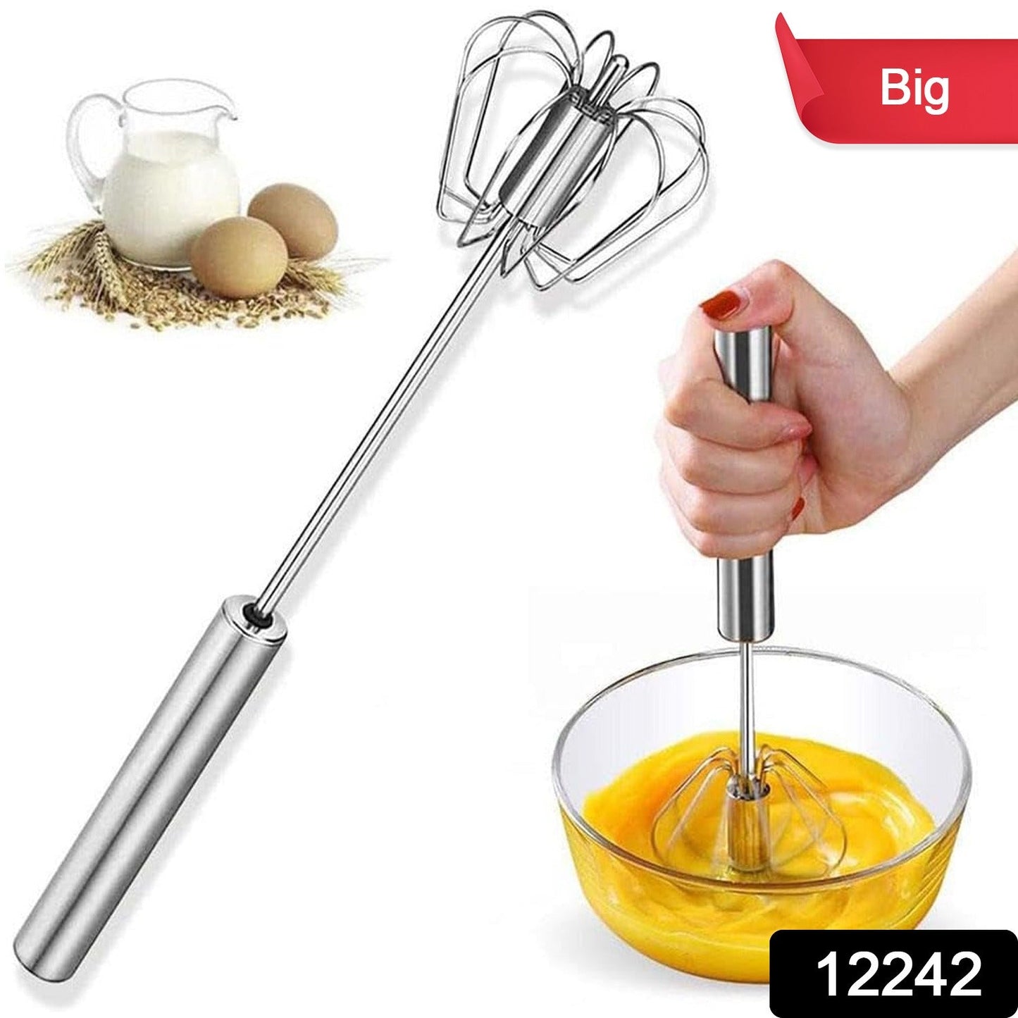  Stainless Steel Egg Whisk – Hand Push Rotary | ALVENZA - Detail 2