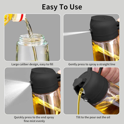 ALVENZA Oil Spray Bottle - Clear lead-free glass container (500ml capacity)