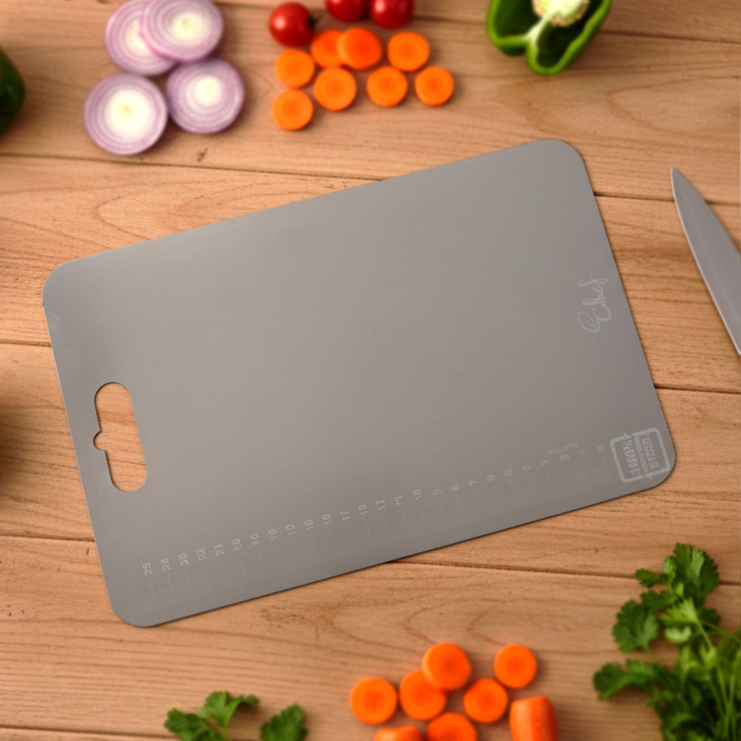  Large Stainless Steel Cutting Board – 31x20.5cm with Scale - Detail 3