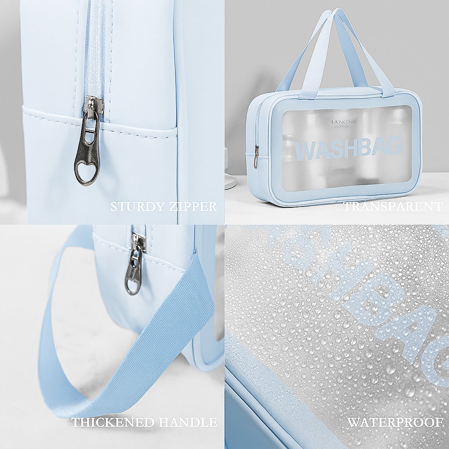  Waterproof Transparent Travel Toiletry Bag Set – 3 Sizes for Easy Organization - Detail 3