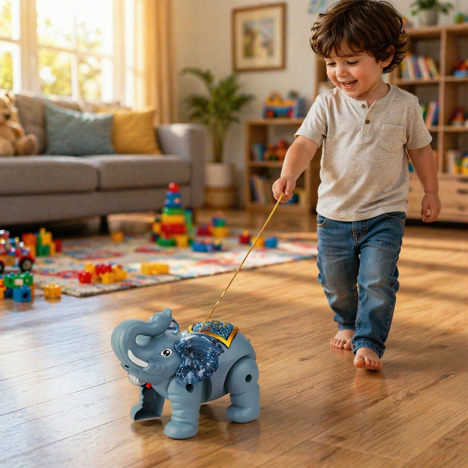  Light-Up Elephant Pull Toy – Engaging & Educational Sensory Play - Detail 3