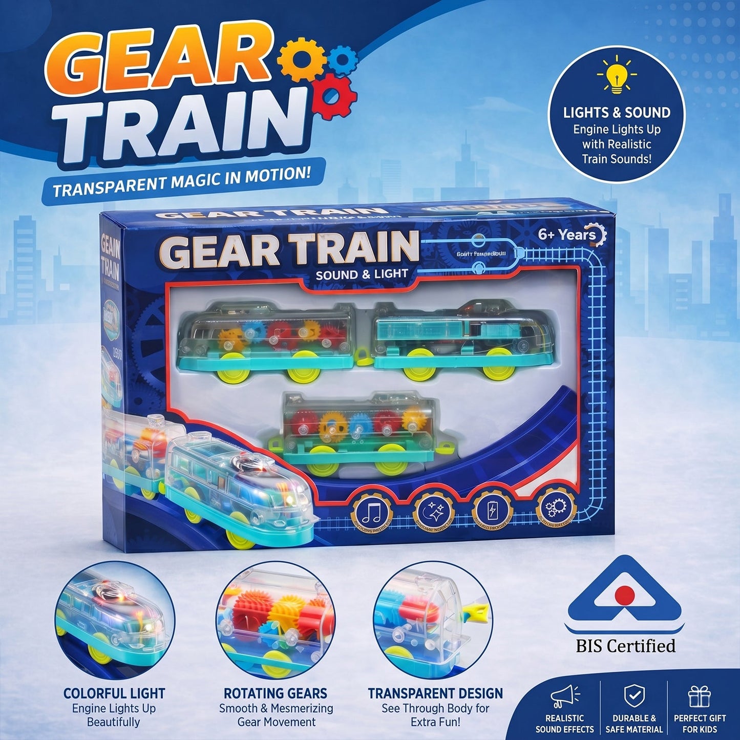  Gear Train Sound & Light – Engaging Kids Electric Train Set - Detail 3