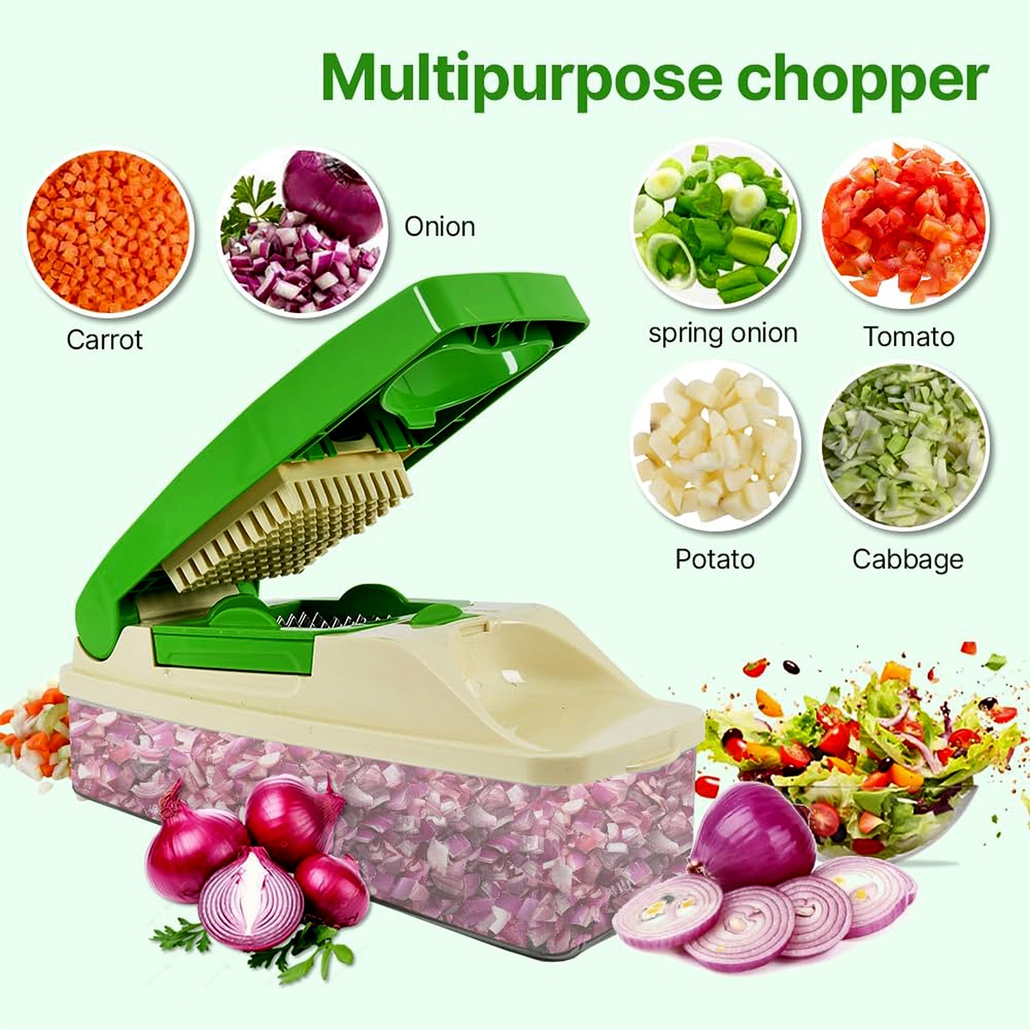  Vegetable Chopper – Quick Nicer Dicer with 4 Stainless Blades - Detail 3