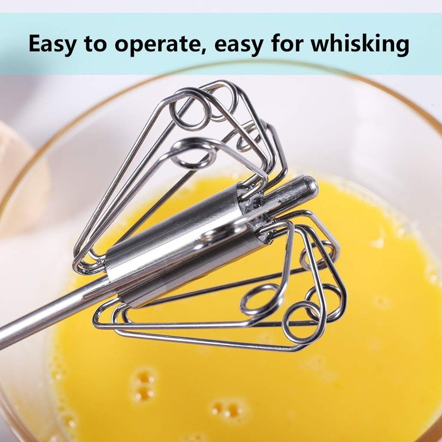  Stainless Steel Egg Whisk – Hand Push Rotary | ALVENZA - Detail 3