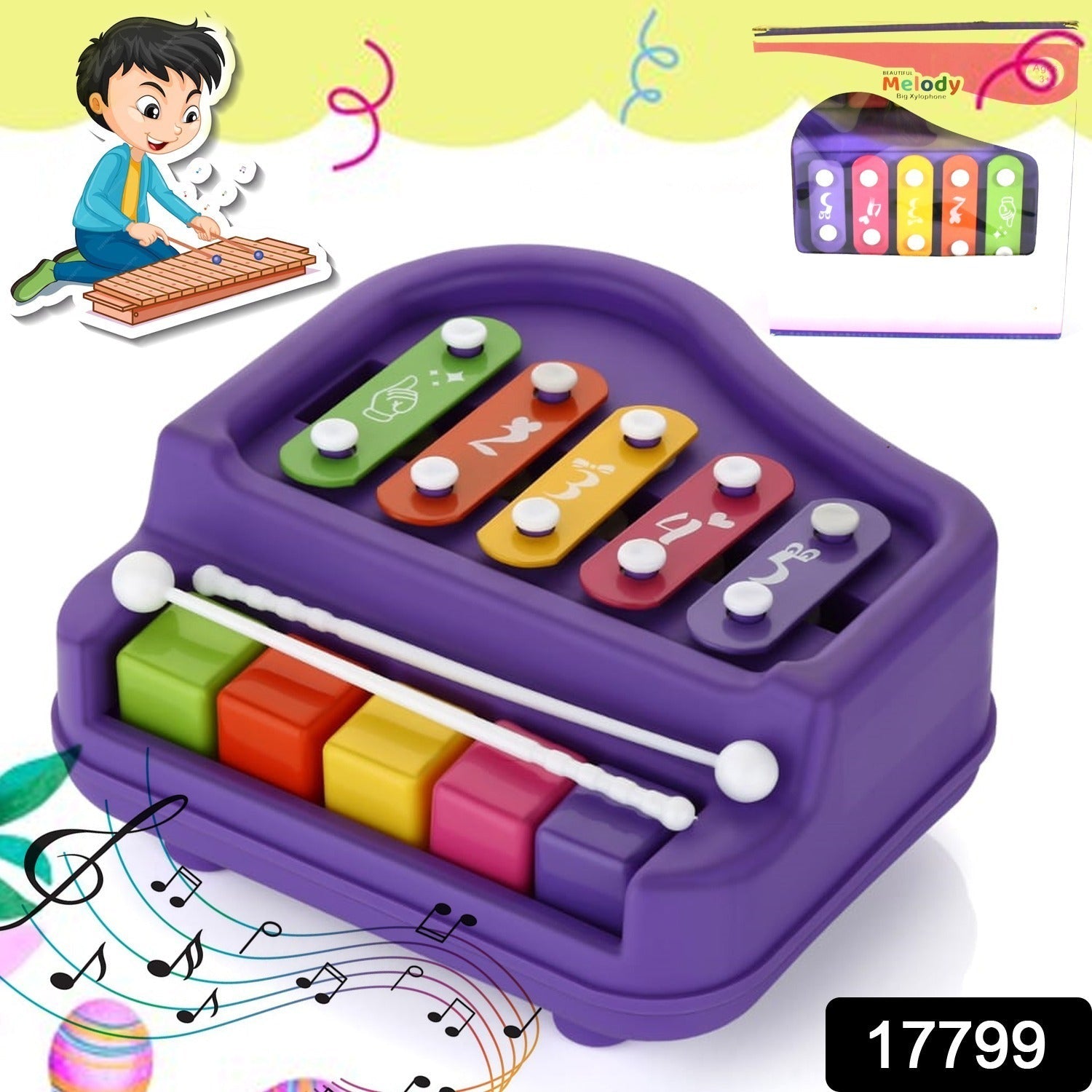  Baby Piano Xylophone – 2-in-1 Musical Toy for Toddlers | ALVENZA - Detail 3