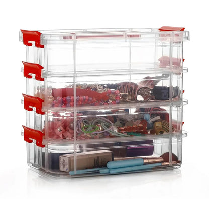 Plastic Storage Box – 4-Layer Transparent Organizer with Handle - Detail 3
