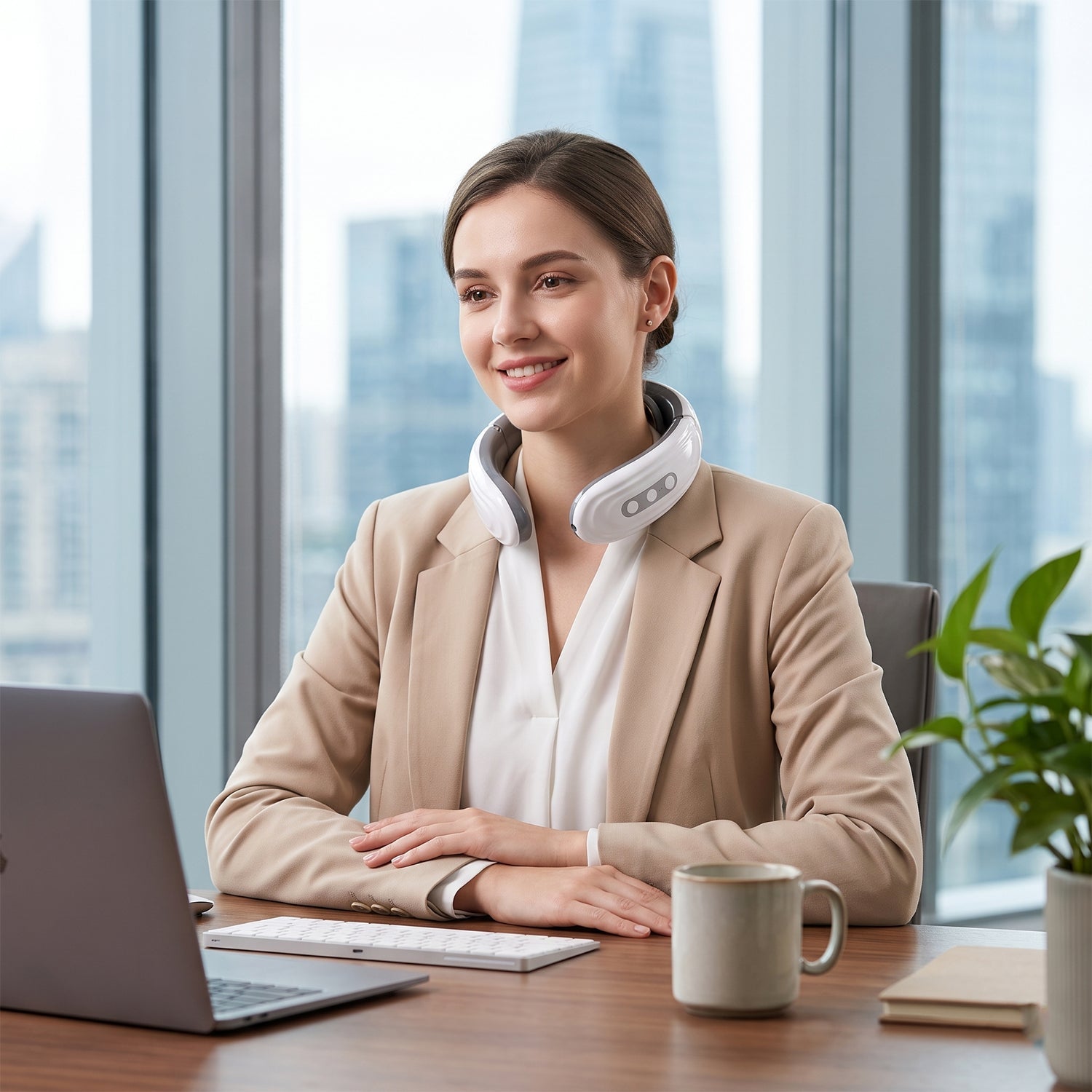  Wireless Electric Neck Massager Cordless Cervical Pulse Massage Device (1 Pc) - Detail 4
