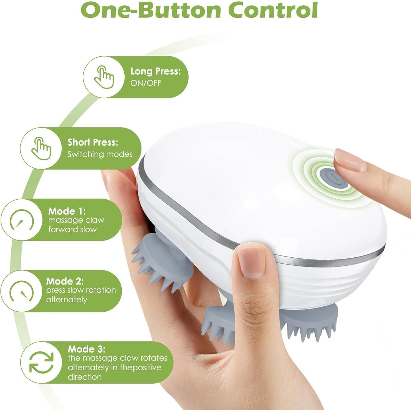  Electric Scalp Massager – Portable USB Rechargeable with 4 Heads - Detail 4