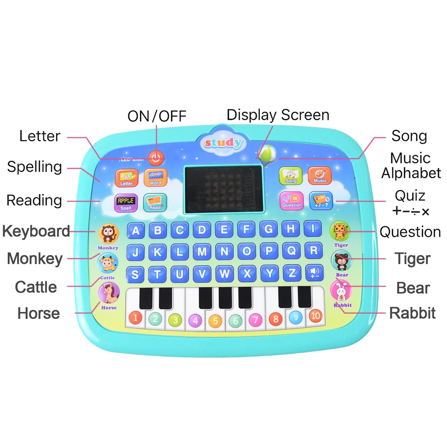  Educational Piano Laptop Toy – Interactive Learning with LED Music - Detail 4