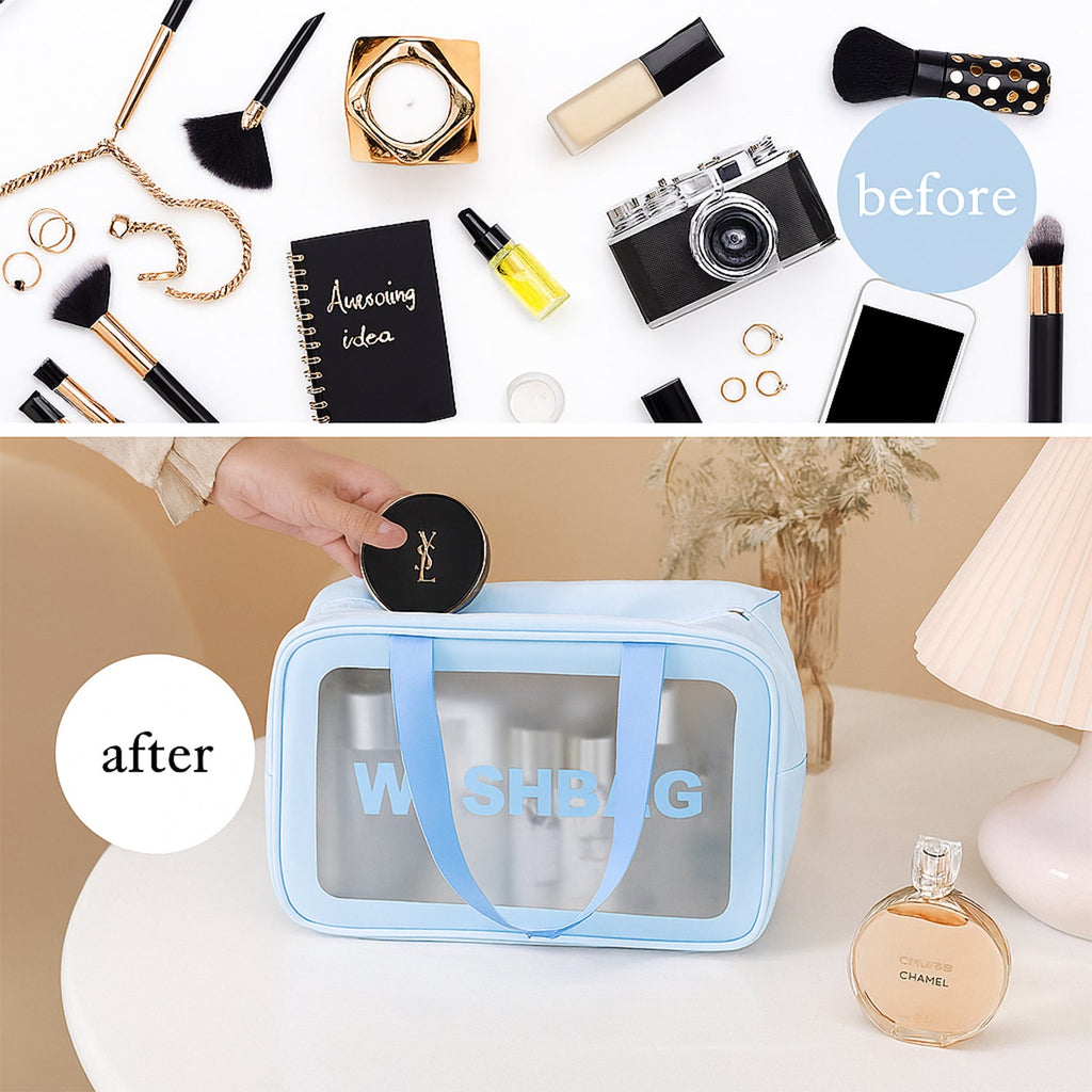  Waterproof Transparent Travel Toiletry Bag Set – 3 Sizes for Easy Organization - Detail 4