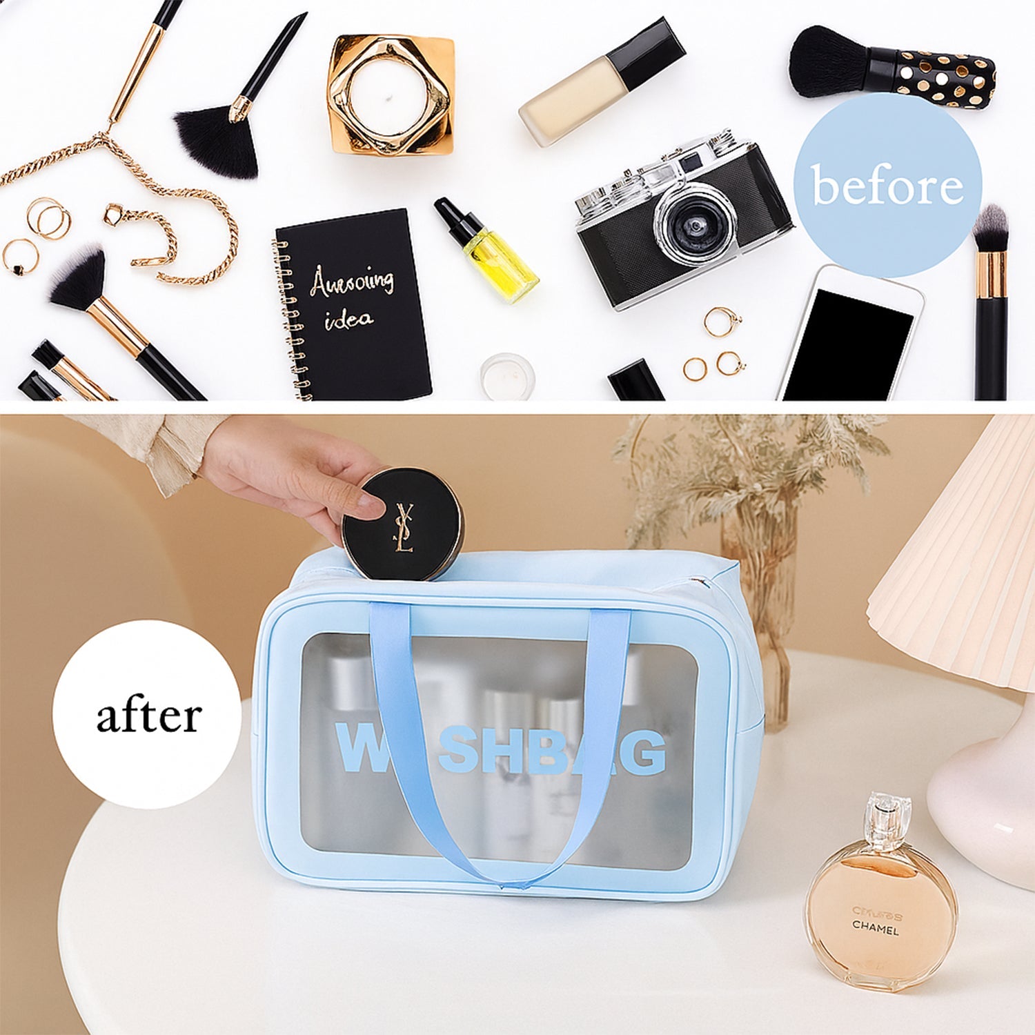  Waterproof Transparent Travel Toiletry Bag Set – 3 Sizes for Easy Organization - Detail 4