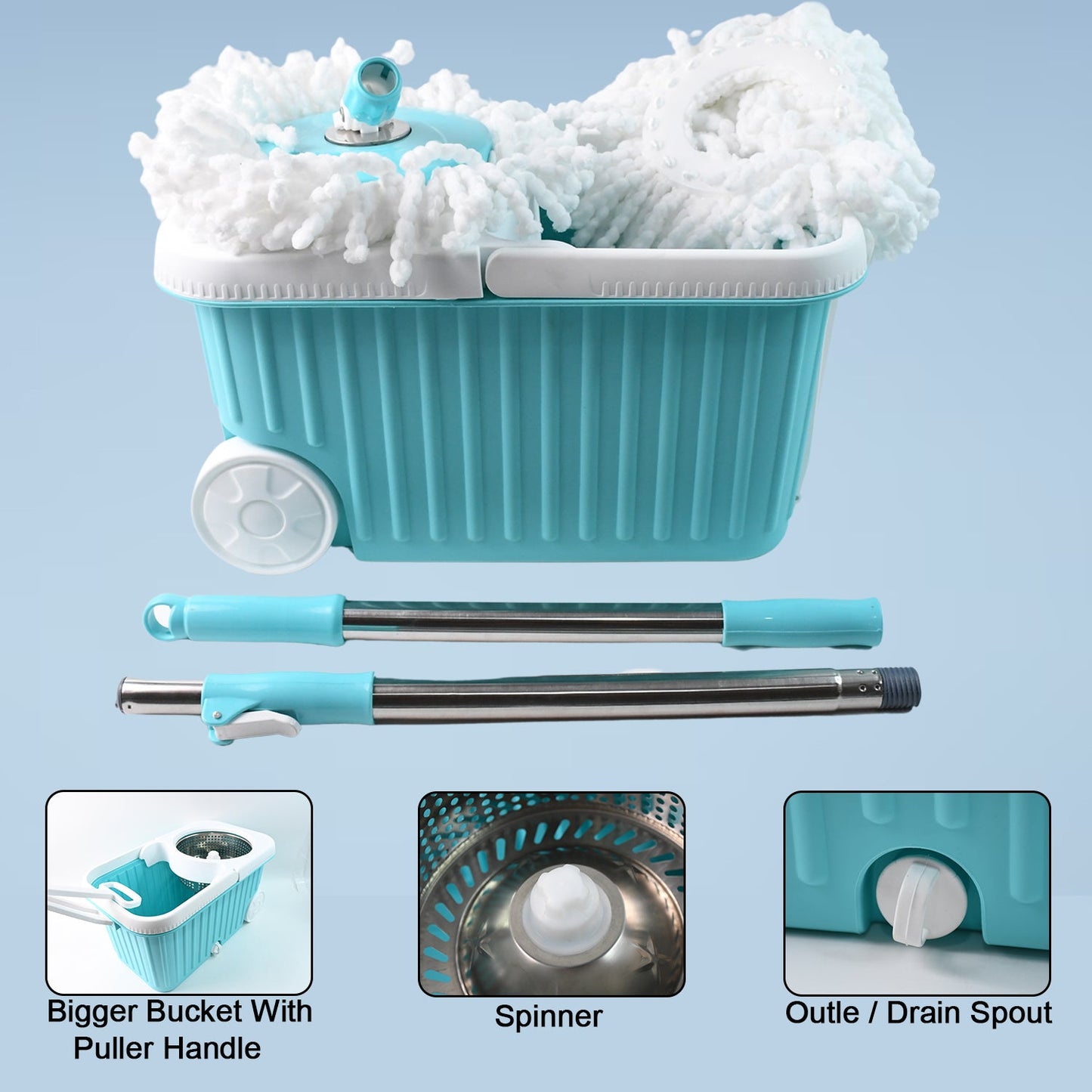  Spin Mop – 360° Rotating Stainless Steel Spinner for Deep Cleaning - Detail 4