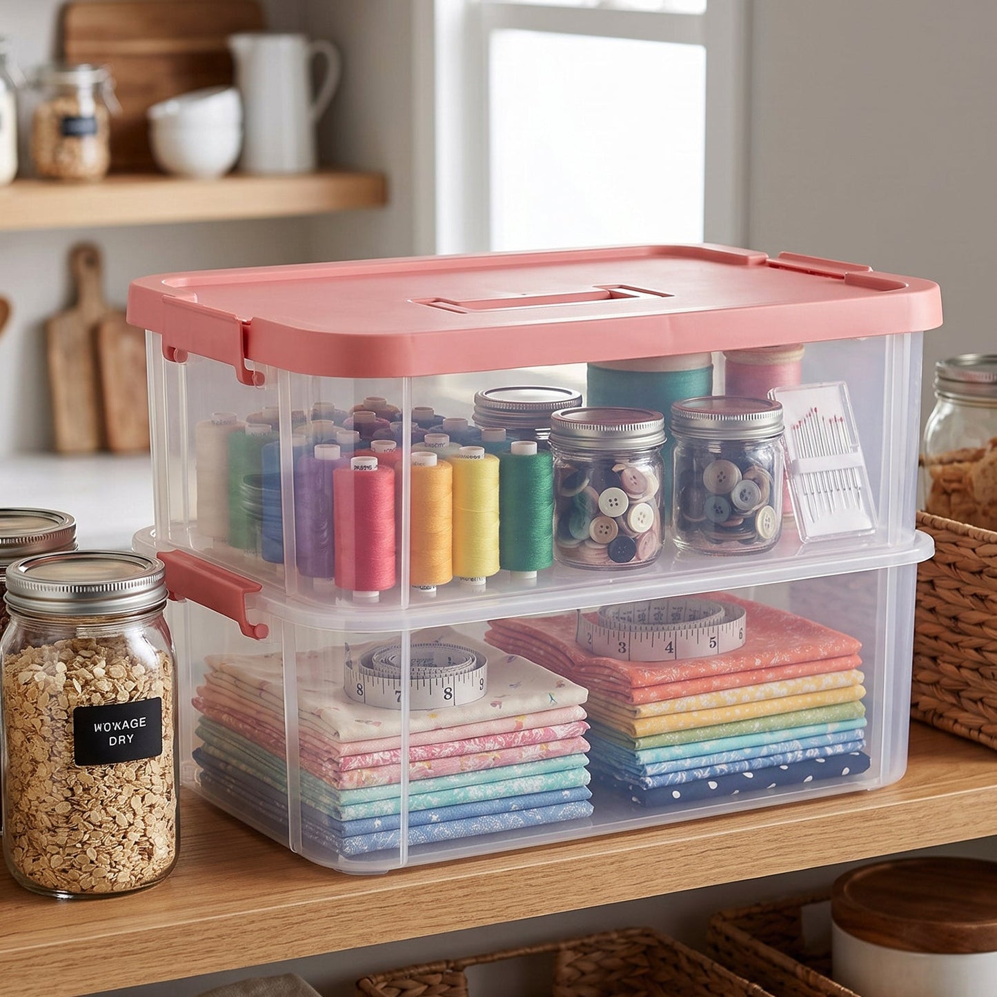  Plastic Transparent Storage Box with Lid 2XL 2 Layer Stackable Organizer (1 Pc) - Detail 4