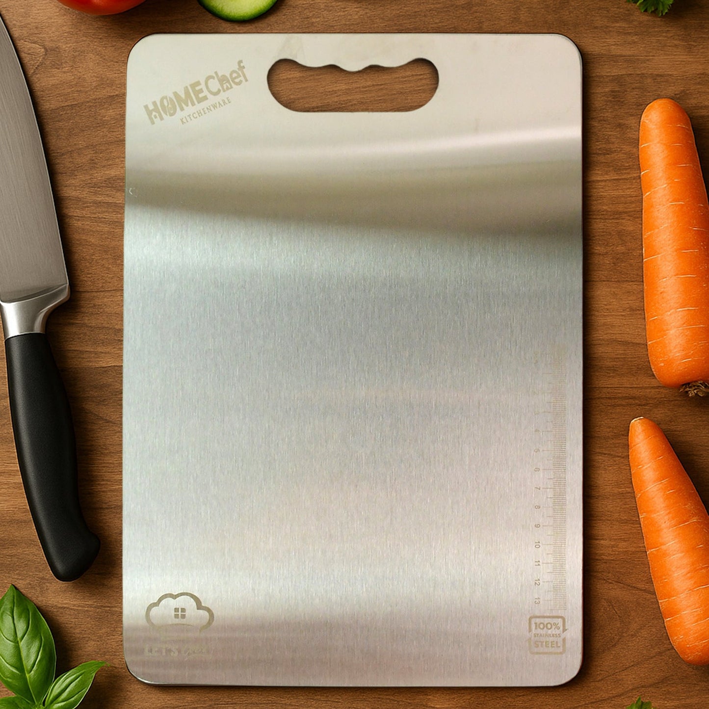  Stainless Steel Cutting Board – Rustproof with Handle 229x330mm - Detail 4