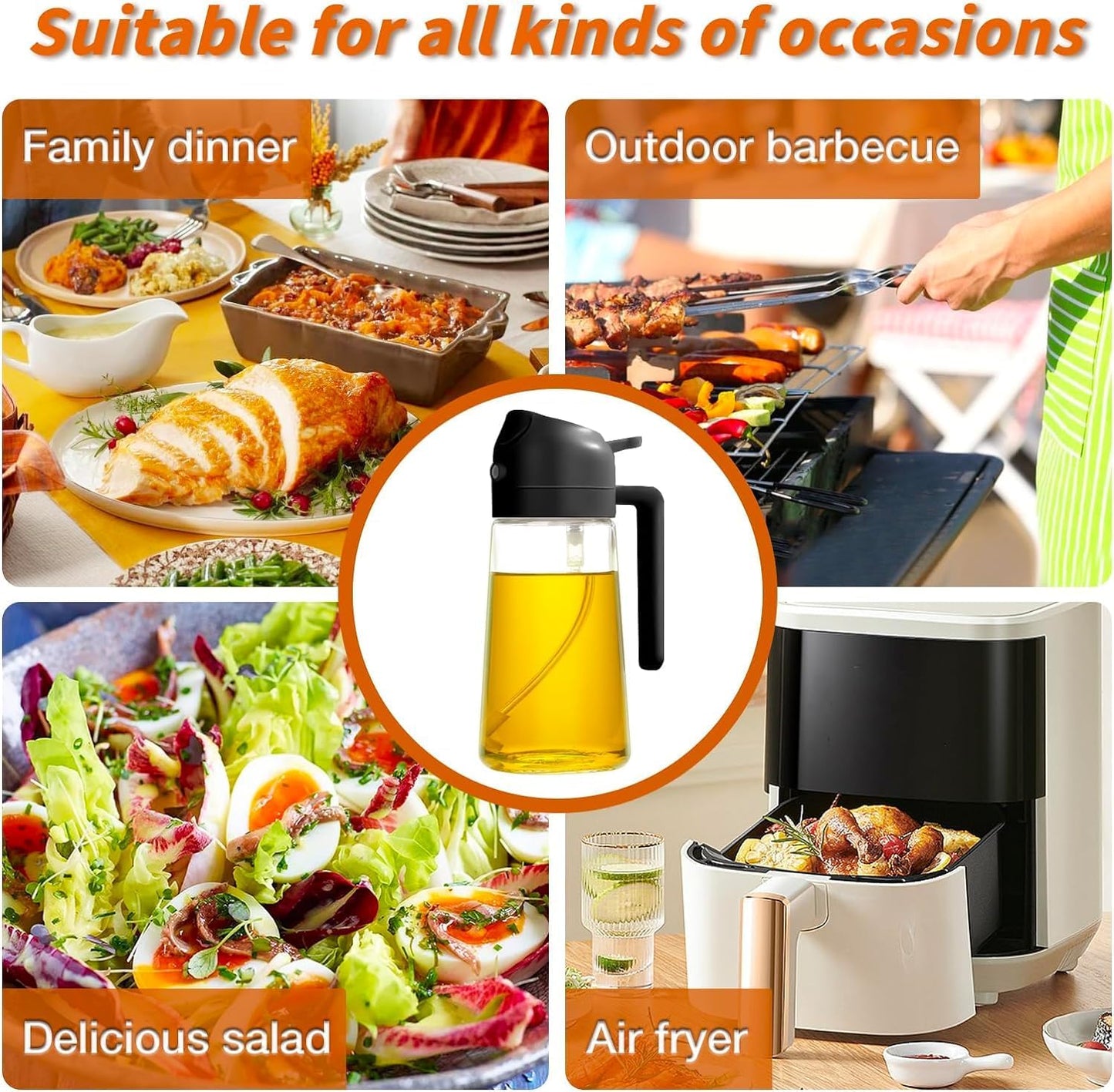 ALVENZA Healthy Cooking Oil Mister - Perfect for air fryer, salad and BBQ