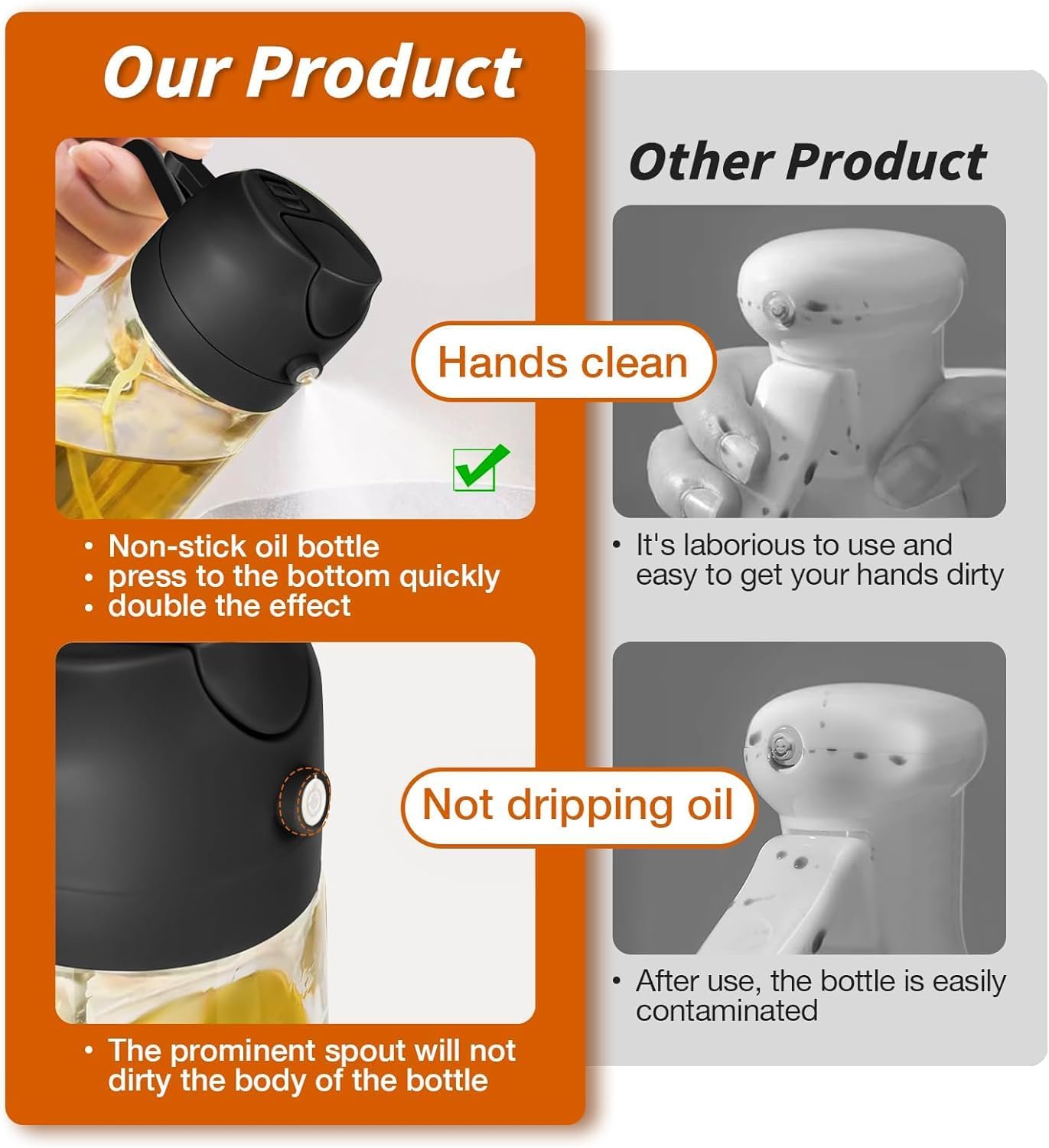 ALVENZA Kitchen Oil Sprayer - Hand wash only reusable glass bottle