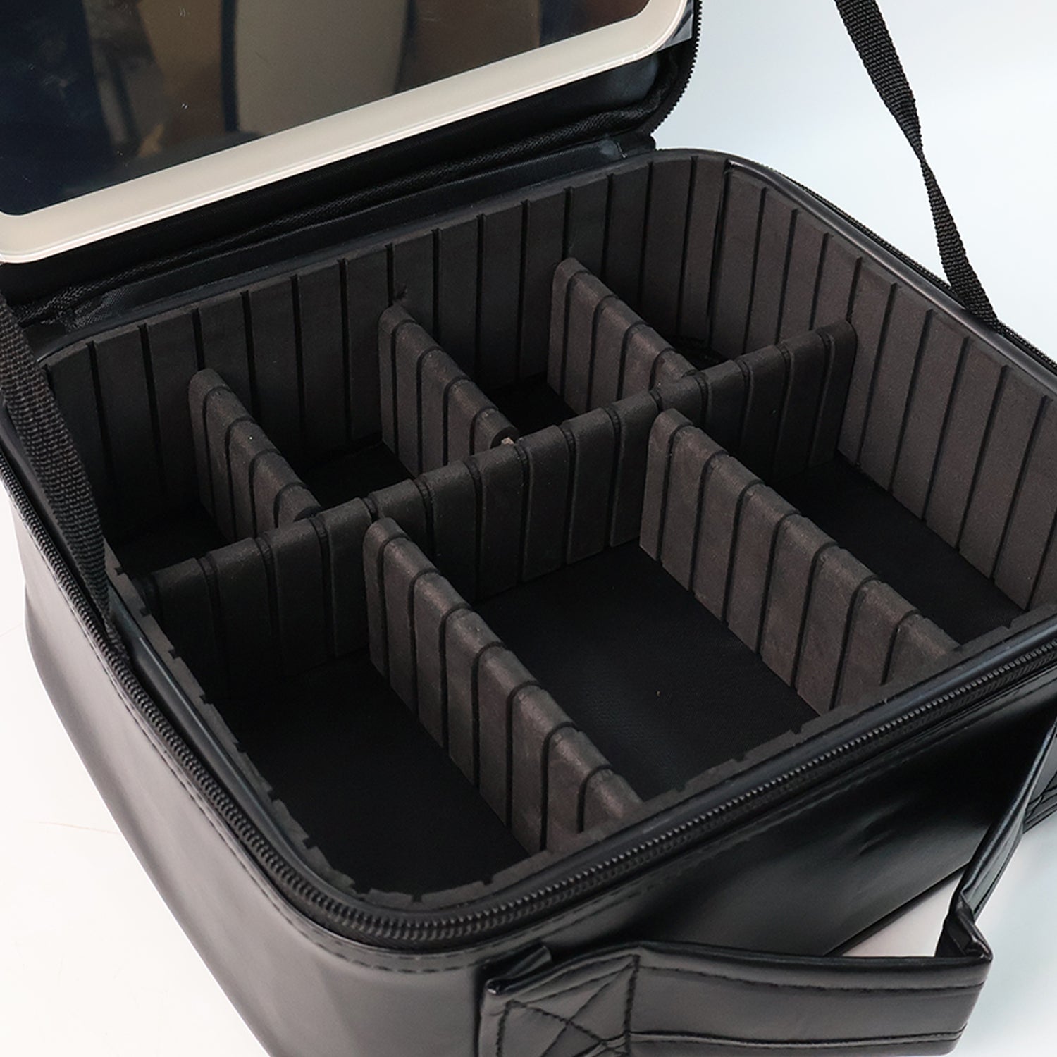 LED Light Makeup Organizer Box – Portable Cosmetic Storage with Mirror