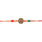 ALVENZA Oxidised Antique Chakra Wheel Designer Rakhi for Brother with Red Stone