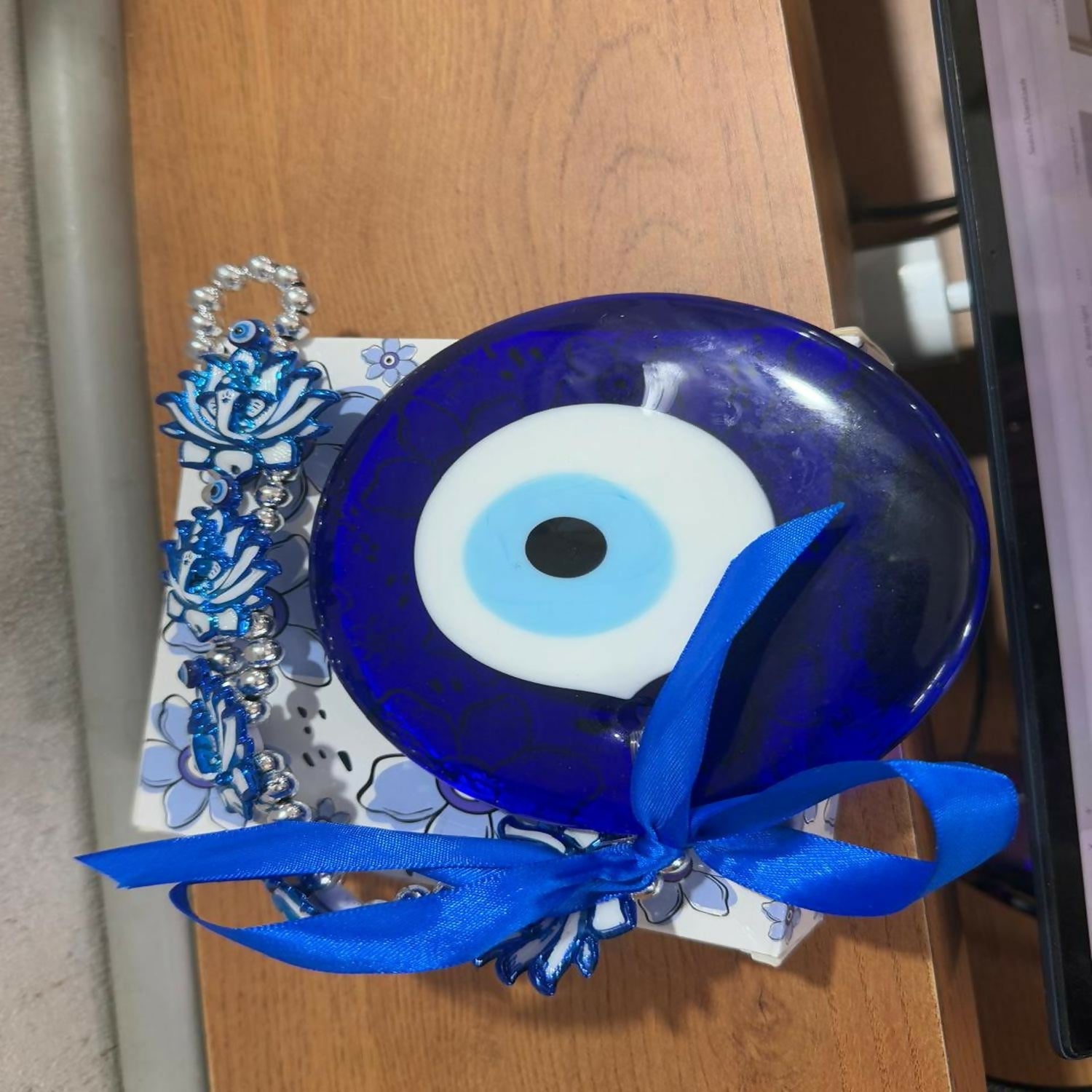 ALVENZA Evil Eye Wall Hanging – Blue Lotus Om Nazar Battu for Protection
