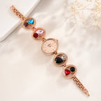 Rose Gold Bracelet Watch – Women's Analog with Crystal Stones