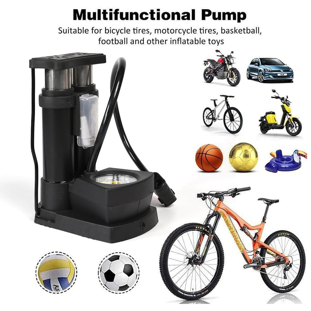 Mini Bike Pump Portable Foot Operated with Gauge