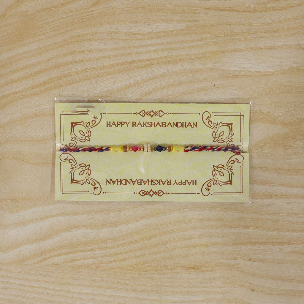 ALVENZA Rainbow Beaded Charm Rakhi with Colorful Festive Style and Playful Bracelet Look