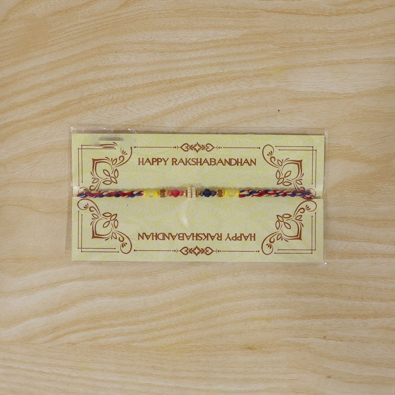 ALVENZA Rainbow Beaded Charm Rakhi with Colorful Festive Style and Playful Bracelet Look
