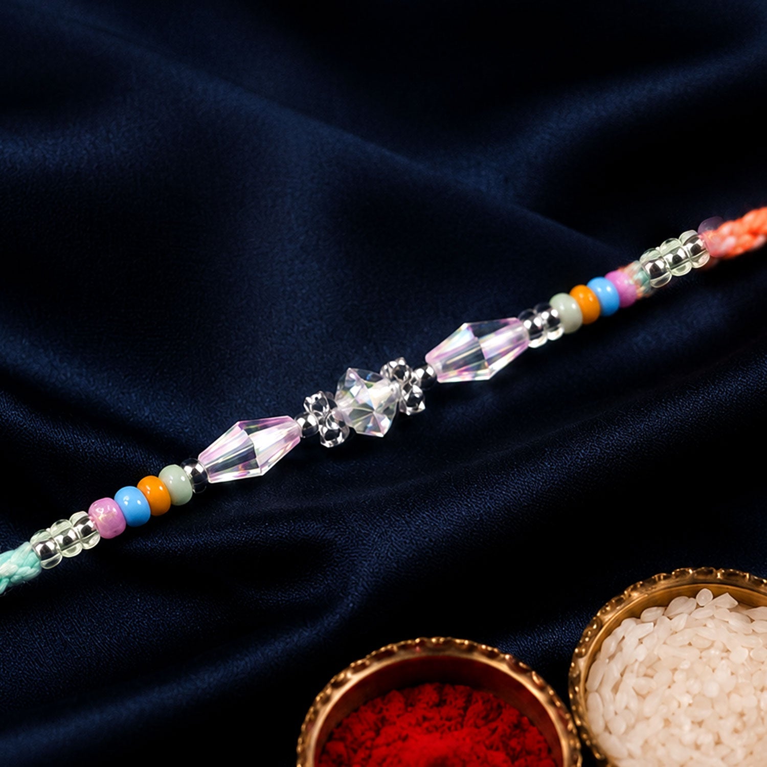 ALVENZA Premium Sparkle Designer Rakhi with Pearl Detail, Stone Centre and Gift Ready Style