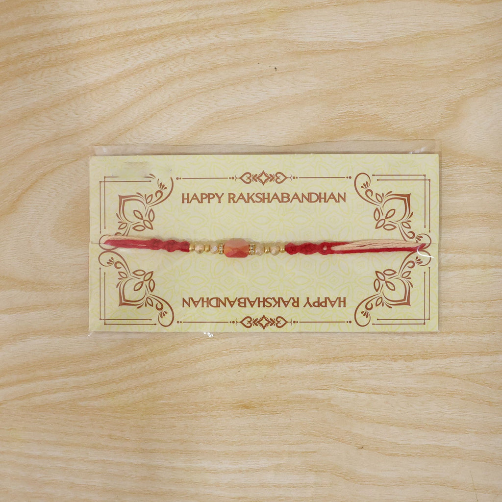 ALVENZA Sparkling Pearl Stone Rakhi with Colorful Thread and Premium Festive Beauty
