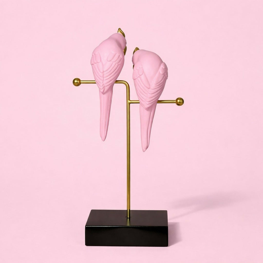 ALVENZA Pink Love Birds Resin Showpiece – Elegant Home Décor Accent