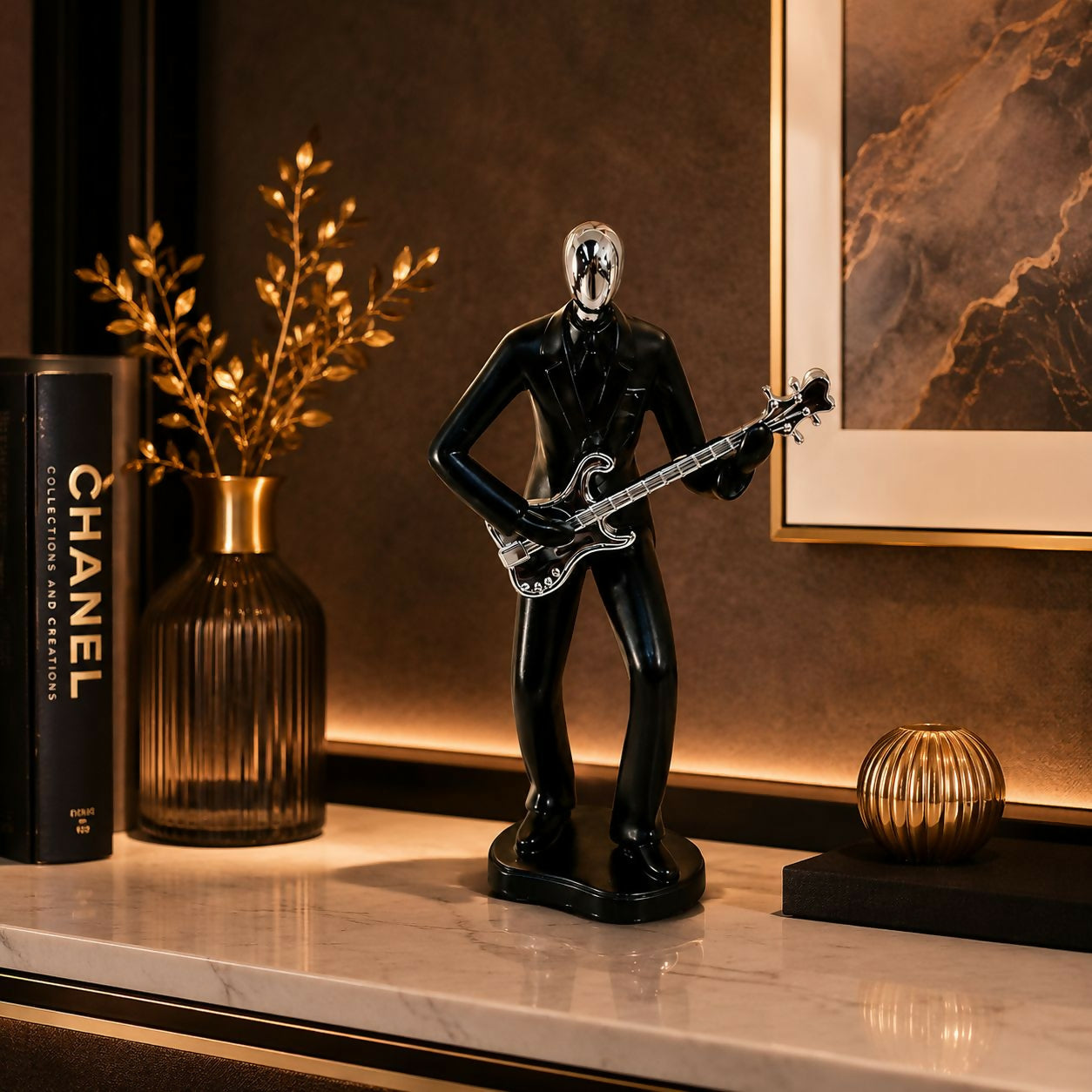 ALVENZA Abstract Guitar Player Resin Showpiece for Home & Office Decor