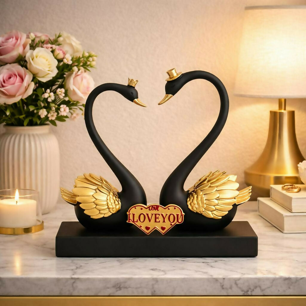 ALVENZA Romantic Swan Couple Showpiece – Elegant Home Decor Accent