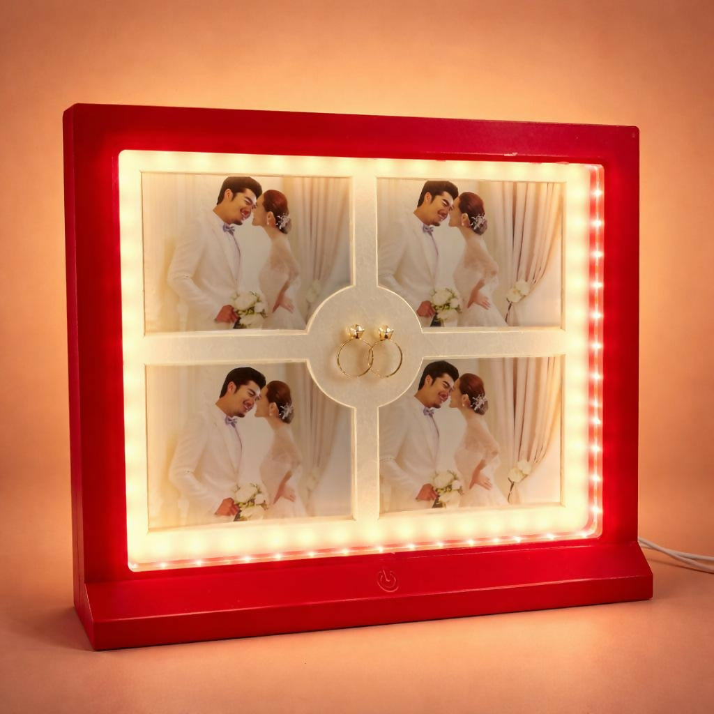 ALVENZA LED Photo Frame Collage – Show 4 Memories with Warm Glow