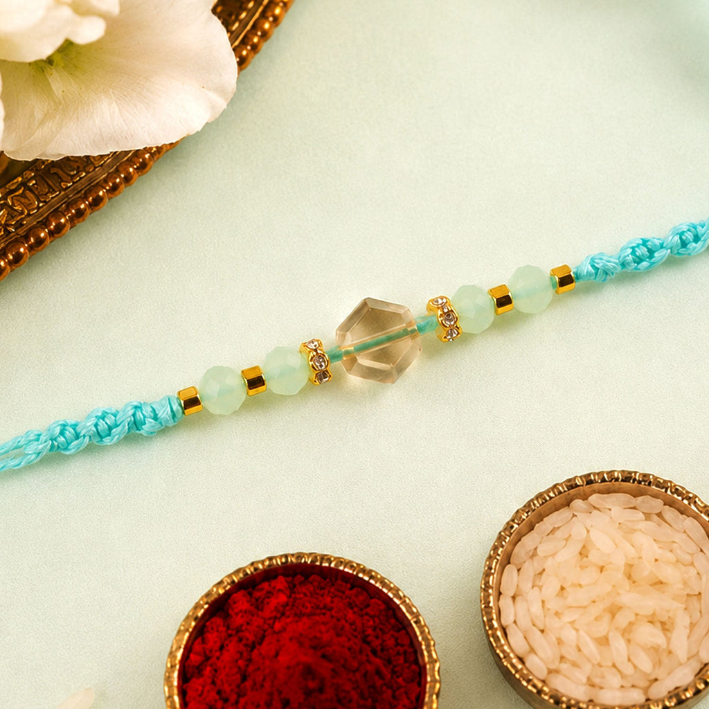 ALVENZA Premium Sparkle Designer Rakhi with Pearl Detail, Stone Centre and Gift Ready Style