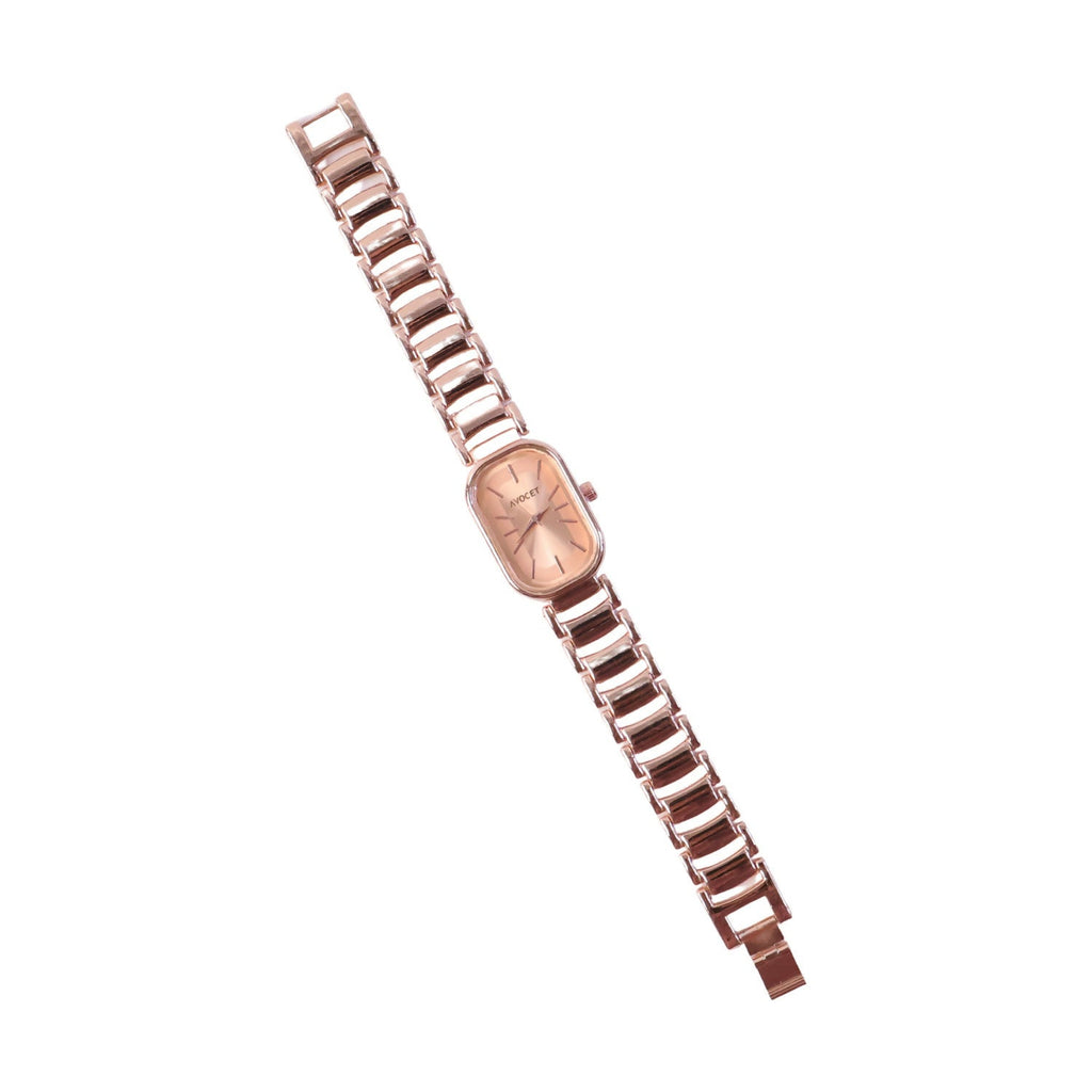 Elegant Rose Gold Women's Watch – Rectangular Dial & Premium Metal Strap