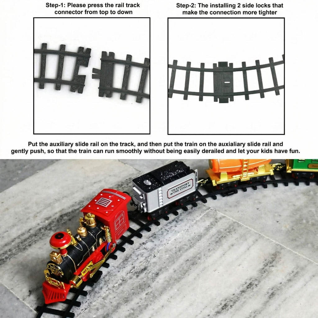 ALVENZA Electric Choo Choo Train Set – Realistic Smoke & Sound Effects