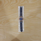 Women's Blue Analog Watch – Rose Gold Crystal Bezel Metal Strap