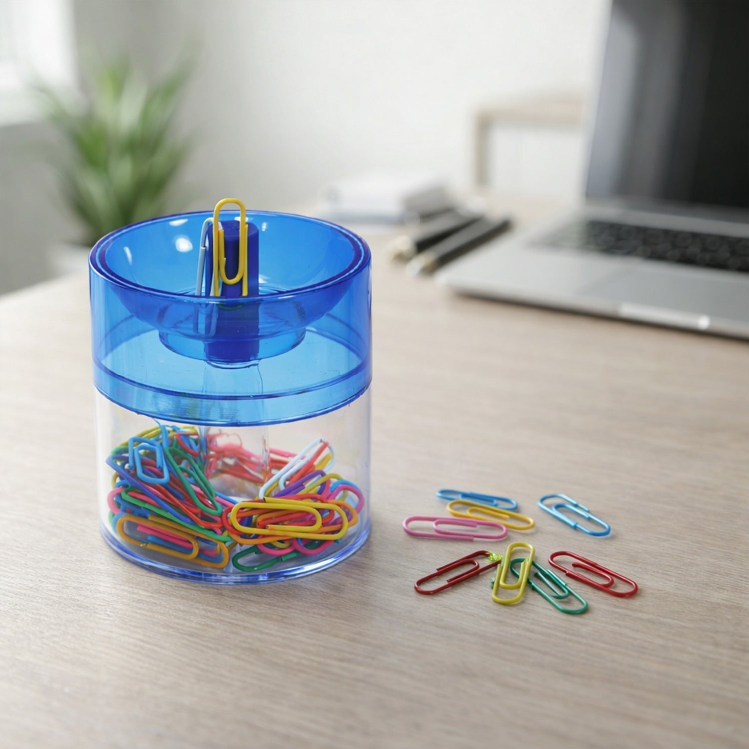 Magnetic Pin & Paper Clip Dispenser Compact Desk Organizer for Office & Home - Back View