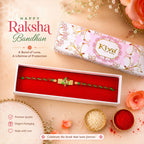 ALVENZA Festive Red & Green Meenakari Pinwheel AD Stone Rakhi for Brother Gift